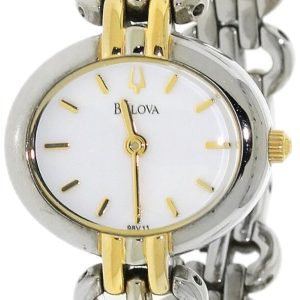 Bulova Damklocka 98V11 Vit/Gulguldtonat stål Ø23 mm