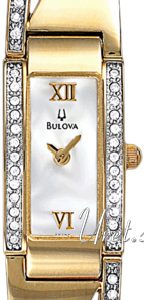 Bulova Damklocka 98V28 Crystal Vit/Gulguldtonat stål