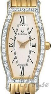 Bulova Damklocka 98W03 Diamonds Dam Vit/Gulguldtonat stål Ø18 mm