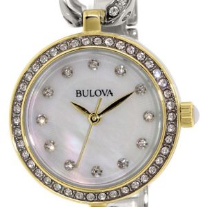 Bulova Damklocka 98X109 Vit/Gulguldtonat stål Ø23 mm