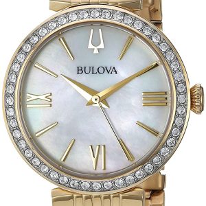 Bulova Damklocka 98X122 Dress Vit/Gulguldtonat stål Ø30 mm