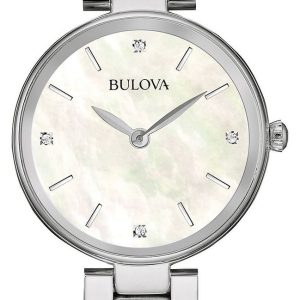 Bulova Diamond Damklocka 96S159 Vit/Stål Ø27 mm