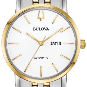 Bulova Dress Herrklocka 98C130 Vit/Gulguldtonat stål Ø42 mm