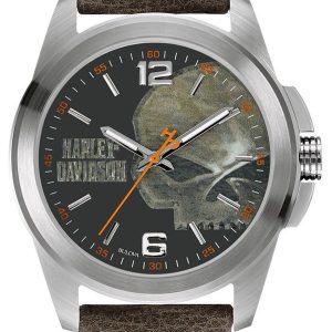 Bulova Herrklocka 76A146 Harley-Davidson Svart/Läder Ø44 mm