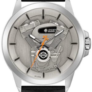 Bulova Herrklocka 76A161 Harley-Davidson Silverfärgad/Läder Ø46 mm