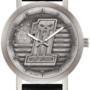 Bulova Herrklocka 76A163 Harley-Davidson Silverfärgad/Läder Ø40 mm