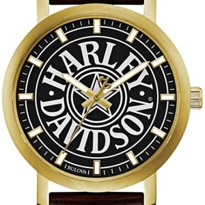 Bulova Herrklocka 77A100 Harley-Davidson Svart/Läder Ø40 mm