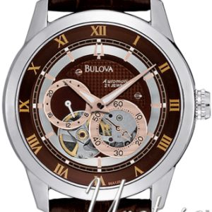 Bulova Herrklocka 96A120 Mechanical Brun/Läder Ø42 mm