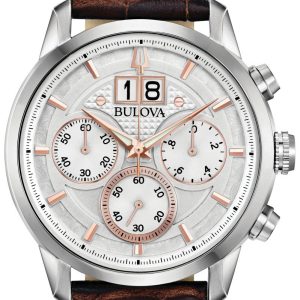 Bulova Herrklocka 96B309 Vit/Läder Ø44 mm