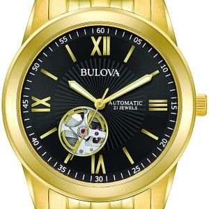 Bulova Herrklocka 97A132 Mechanical Svart/Gulguldtonat stål Ø42 mm