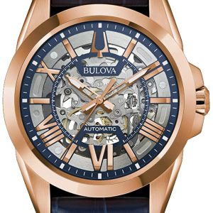 Bulova Herrklocka 97A161 Sutton Skelettskuren/Läder Ø43 mm