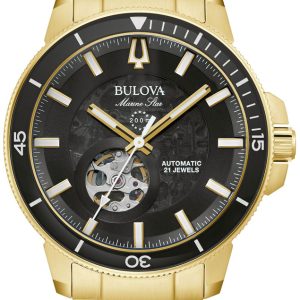 Bulova Herrklocka 97A174 Marine Star Svart/Gulguldtonat stål Ø45 mm