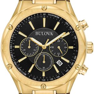 Bulova Herrklocka 97B161 Bracelet Svart/Gulguldtonat stål Ø43 mm