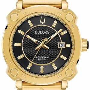 Bulova Herrklocka 97B163 Precisionist Svart/Gulguldtonat stål Ø46.5