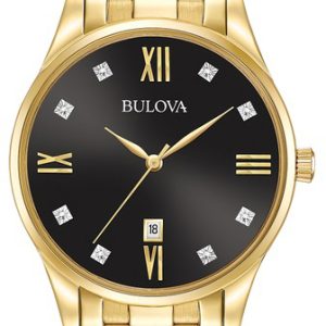 Bulova Herrklocka 97D108 Diamond Svart/Gulguldtonat stål Ø40 mm