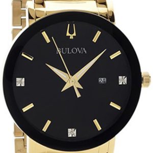 Bulova Herrklocka 97D116 Diamond Svart/Gulguldtonat stål Ø42 mm