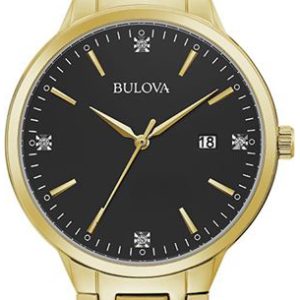 Bulova Herrklocka 97D122 Diamond Svart/Gulguldtonat stål Ø40 mm