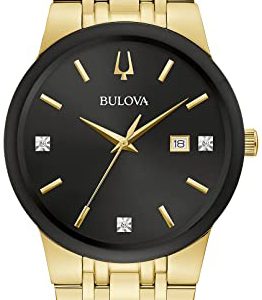 Bulova Herrklocka 97D127 Diamond Svart/Gulguldtonat stål Ø40 mm