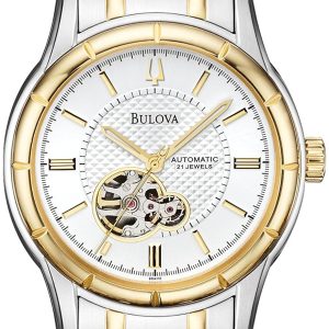 Bulova Herrklocka 98A110 Mechanical Vit/Gulguldtonat stål Ø43 mm