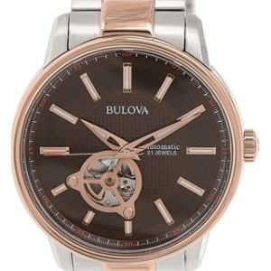 Bulova Herrklocka 98A140 Brun/Roséguldstonat stål Ø45 mm