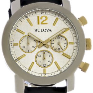 Bulova Herrklocka 98A141 Silverfärgad/Läder Ø40 mm