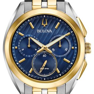 Bulova Herrklocka 98A159 Bracelet Blå/Gulguldtonat stål Ø45 mm