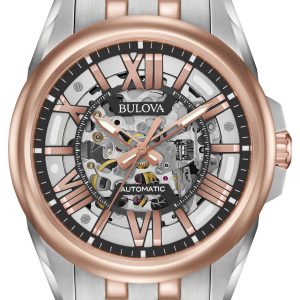 Bulova Herrklocka 98A166 Dress Skelettskuren/Roséguldstonat stål