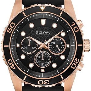 Bulova Herrklocka 98A192 Svart/Gummi Ø44 mm