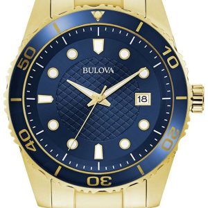 Bulova Herrklocka 98A197 Blå/Gulguldtonat stål Ø43 mm