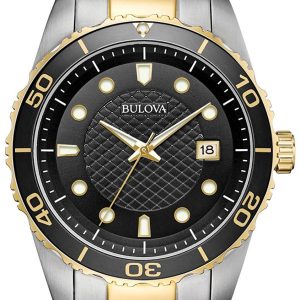 Bulova Herrklocka 98A199 Svart/Gulguldtonat stål Ø43 mm