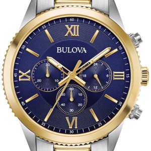 Bulova Herrklocka 98A220 Blå/Gulguldtonat stål Ø42 mm