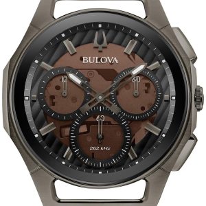 Bulova Herrklocka 98A231 Curv Svart/Läder Ø44 mm