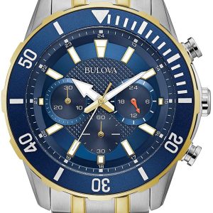 Bulova Herrklocka 98A246 Blå/Gulguldtonat stål Ø44 mm