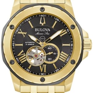 Bulova Herrklocka 98A273 Marine Star Svart/Guldtonat stål Ø45 mm