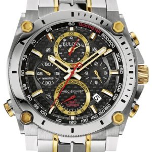 Bulova Herrklocka 98B228 Precisionist Svart/Gulguldtonat stål Ø46.5