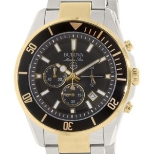 Bulova Herrklocka 98B249 Svart/Gulguldtonat stål Ø43 mm