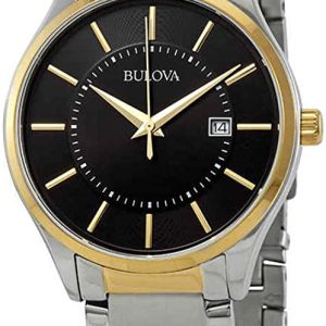 Bulova Herrklocka 98B290 Svart/Gulguldtonat stål Ø40 mm