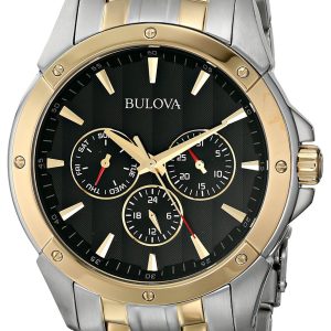 Bulova Herrklocka 98C120 Svart/Guldtonat stål Ø43 mm