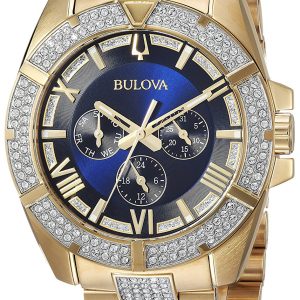 Bulova Herrklocka 98C128 Crystal Blå/Gulguldtonat stål Ø44 mm