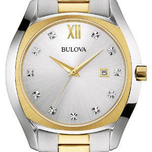 Bulova Herrklocka 98D125 Diamond Silverfärgad/Gulguldtonat stål