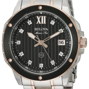 Bulova Herrklocka 98D127 Marine Star Svart/Roséguldstonat stål Ø46