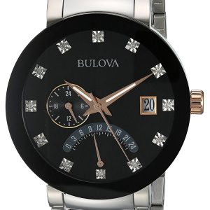 Bulova Herrklocka 98D129 Diamond Svart/Roséguldstonat stål Ø40 mm