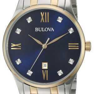 Bulova Herrklocka 98D130 Diamond Blå/Gulguldtonat stål Ø40 mm