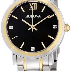 Bulova Herrklocka 98D138 Diamond Svart/Gulguldtonat stål Ø40 mm