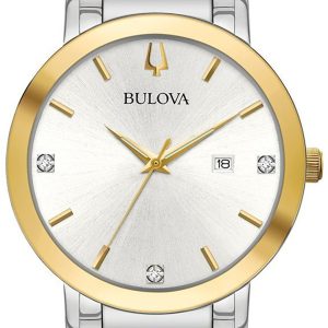 Bulova Herrklocka 98D151 Diamond Silverfärgad/Gulguldtonat stål