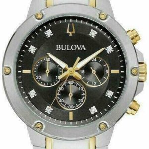 Bulova Herrklocka 98D159 Diamond Svart/Gulguldtonat stål Ø42 mm