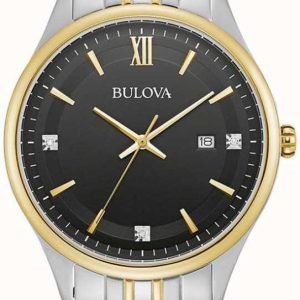 Bulova Herrklocka 98D160 Diamond Svart/Gulguldtonat stål Ø40 mm