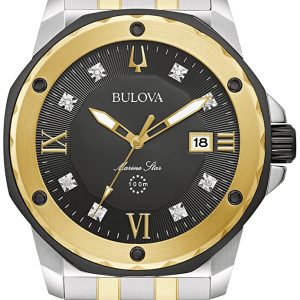 Bulova Herrklocka 98D175 Marine Star Svart/Gulguldtonat stål Ø44 mm