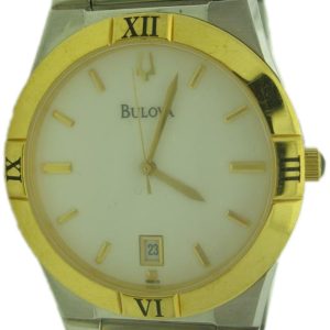 Bulova Herrklocka 98DB015 Vit/Gulguldtonat stål Ø37 mm