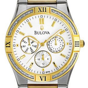 Bulova Herrklocka 98E100 Diamond Vit/Gulguldtonat stål Ø39 mm